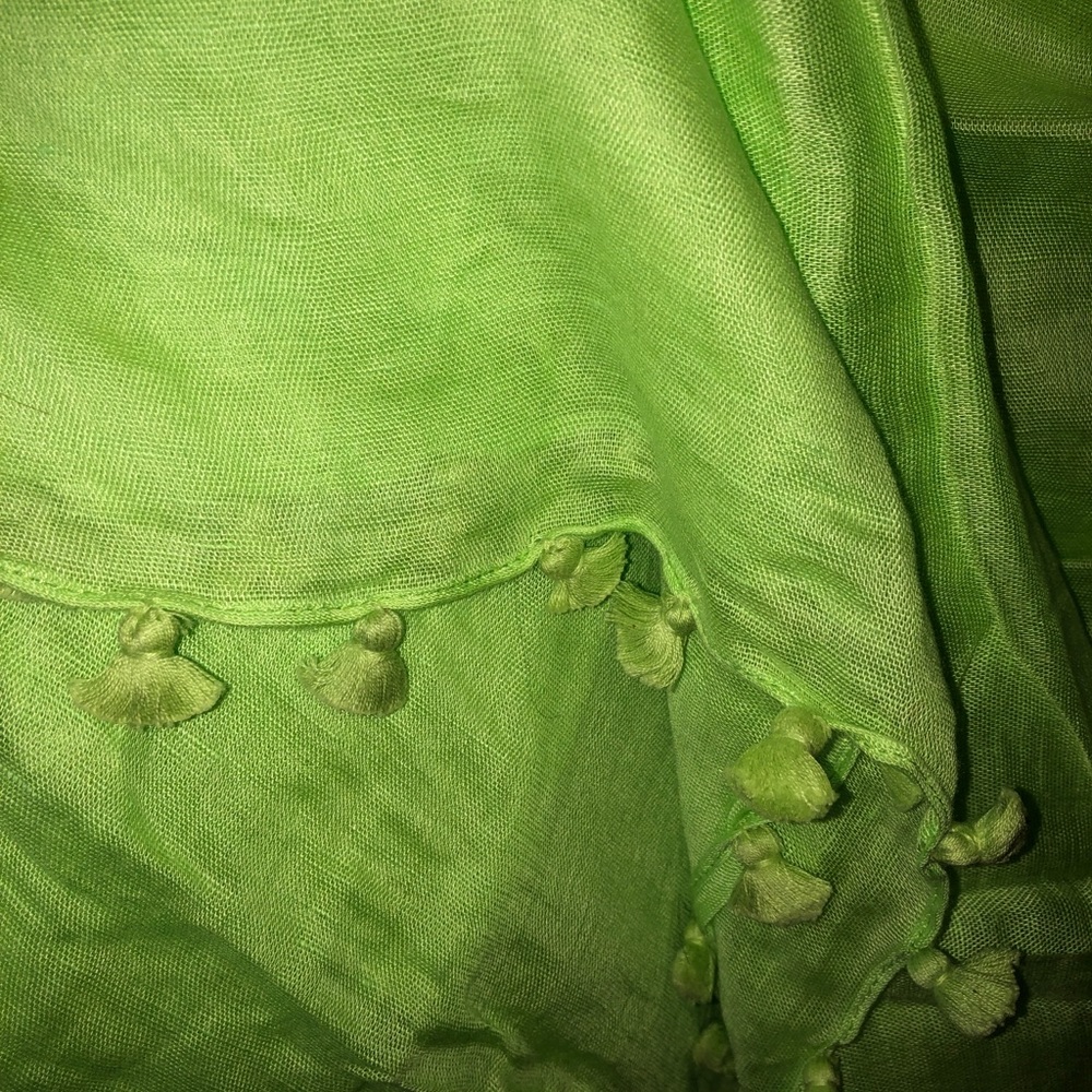 Like New Neon Green Scarf with Tassel Detail